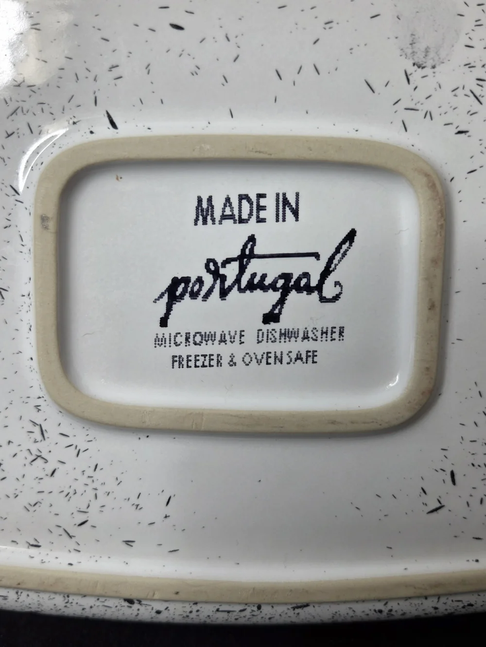 Speckled White Stoneware Baking Dish Made In Portugal